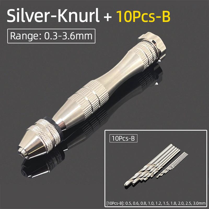 Mini Micro aluminiowa wiertarka ręczna 0.3-3.6mm z uchwytem bezkluczowym wiertła kręte HSS do biżuterii rzemieślniczej ręczne wiercenie narzędzia obrotowe
