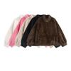 Kaslead New Arrival Women's Clothing Fashion Style Fur Integrated Stand Collar Short Zipper Jacket Outwear
