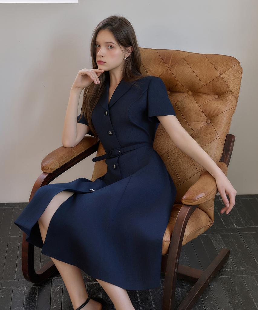 Julie And Kara 26Hs Love By You Jo Summer Tweed Dress Navy Wedding Guest Look Ceremony Look