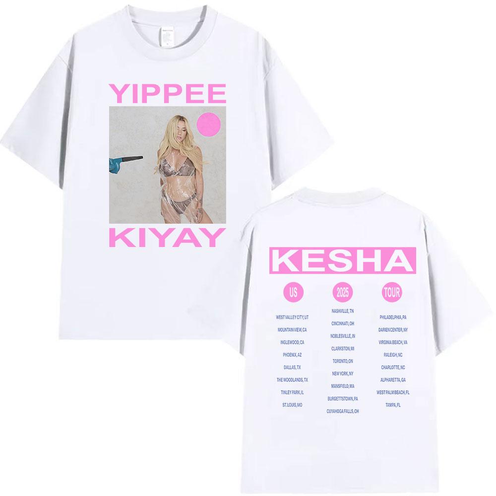 Kesha Yippee Kiyay Tour 2025 T Shirt Unisex Women Aesthetic Fashion Short Sleeve Tshirts Casual Retro High Quality Cotton Tshirt