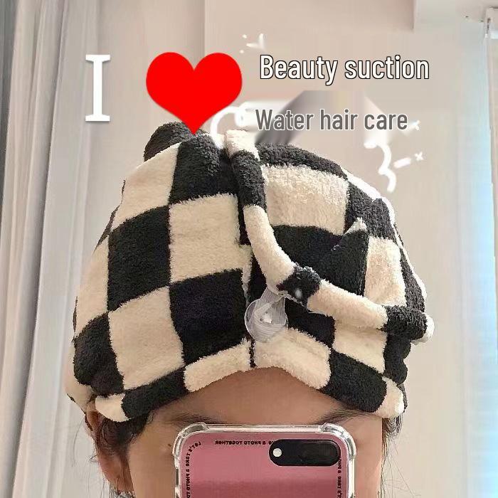 Super Absorbent Quick-Dry Checkered Hair Towel Cap 25*65 cm