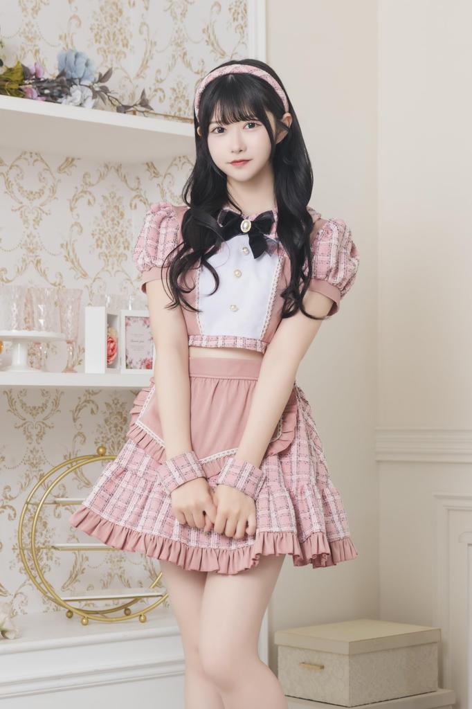 Clearstone Lyrical Palette Cosplay Halloween Idol Tweed Maid JamsCollection Women's Pink