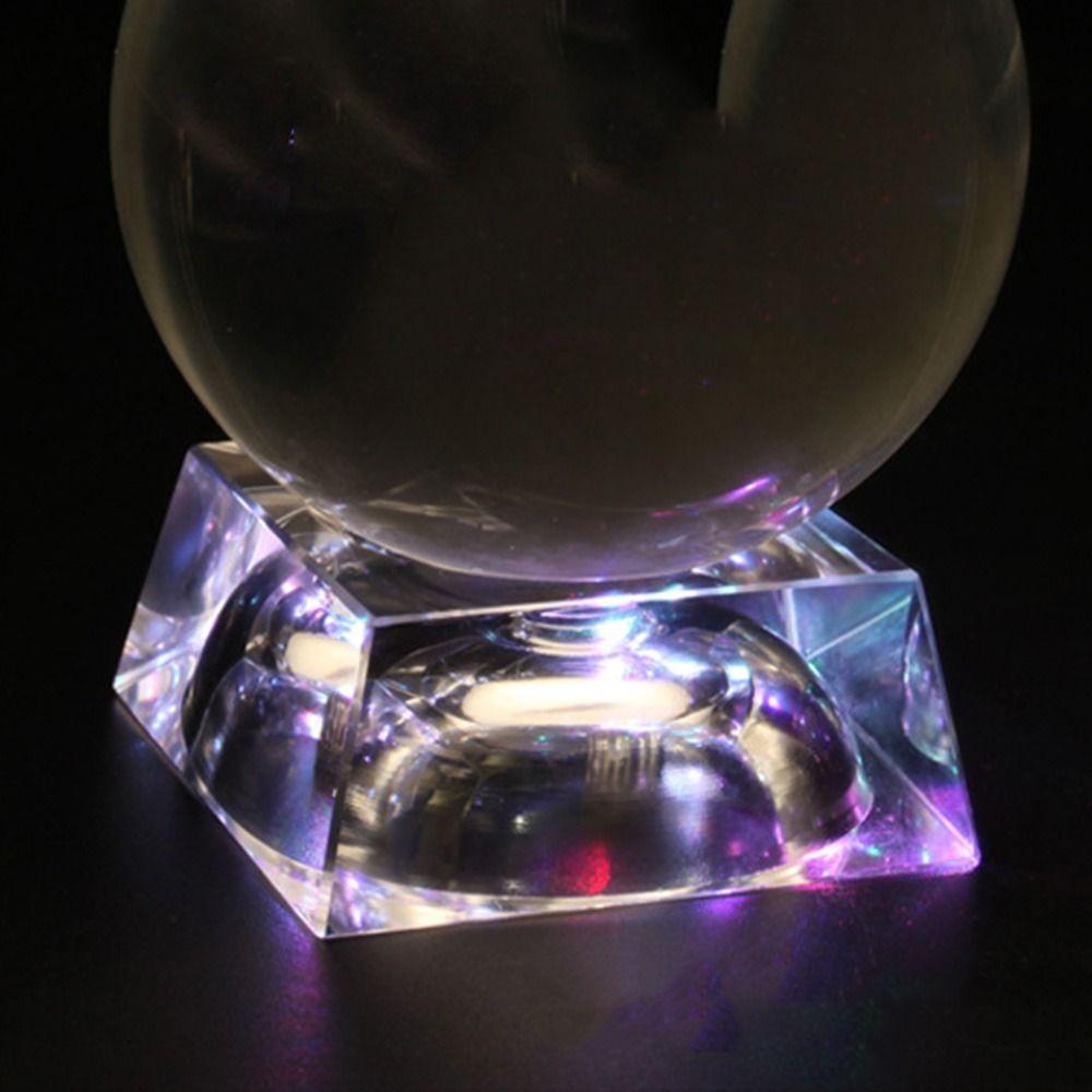 Transparent LED Glass Sphere Holder Multi Color Changing Crystal Display Lamp Base  Desktop