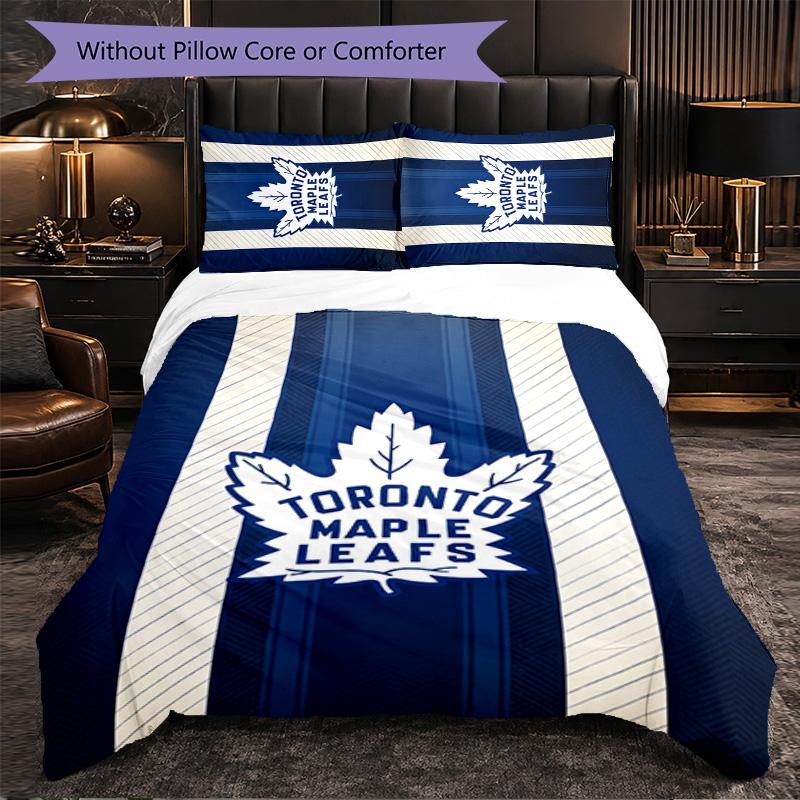 Toronto Maple Leafs Pattern Microfiber 3Pcs Bedding Set Decor Duvet Cover Set For Bedroom Home Use