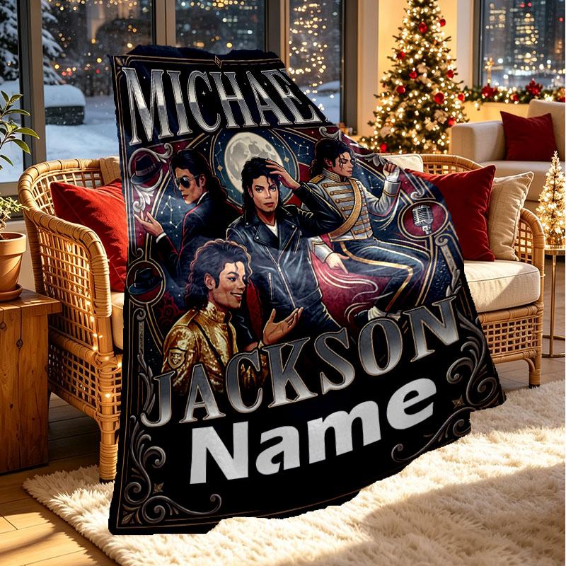 Custom Name Personalized Michael Jackson Print Blanket, Home Decor, Bedroom, Sofa, Camping, Couch, Gifts for Birthday Christmas