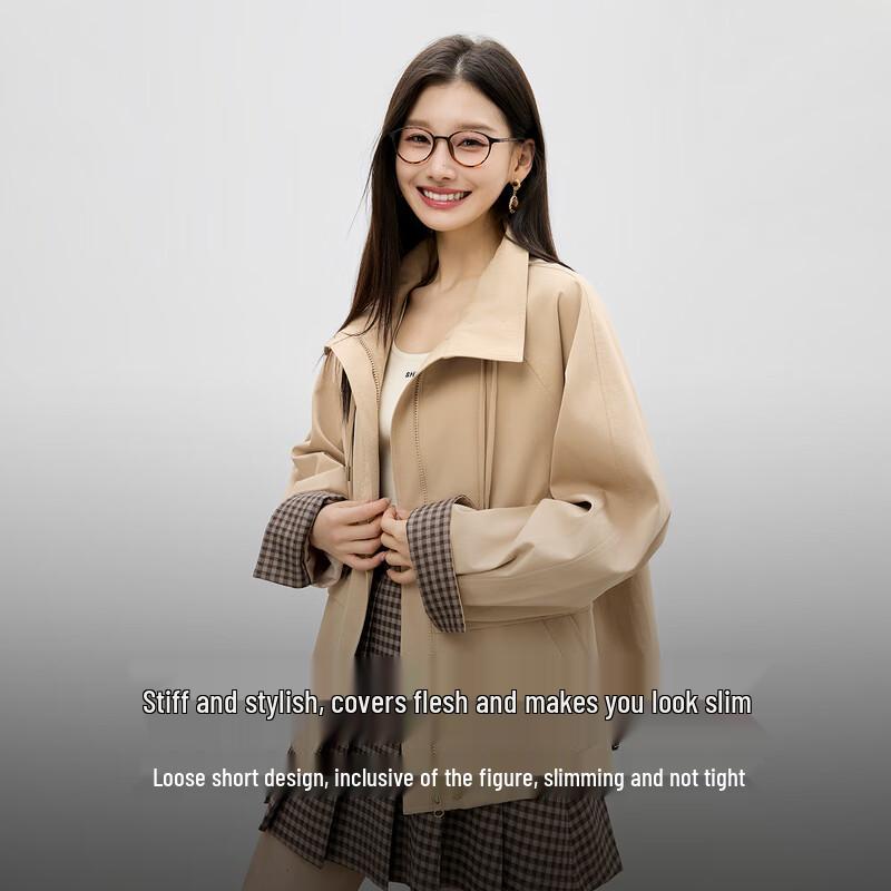 Women s High-Neck Drawstring Short Jacket M