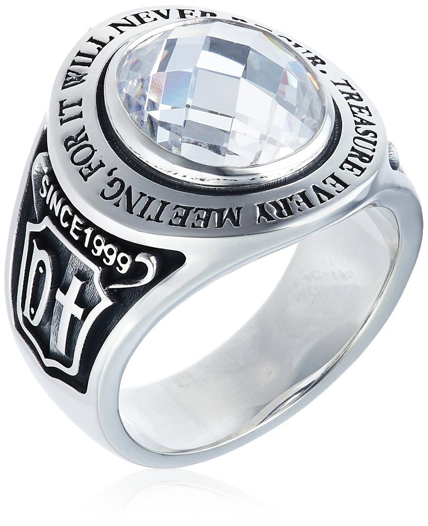 Monroe Message College 925 Sterling White Cubic Japanese Size 14 Dr. Ring, Silver, Zirconia, FC-195-SV-WCZ-14,