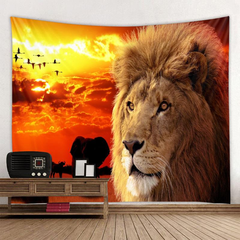 Boho Decor Living Room Bedroom Dorm Home Decor Lion Tapestry Animal Lion Background Wall Hanging