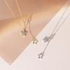 925 Sterling Silver 14k Gold Plated Zircon Necklace for Women Star Double Pendant Clavicle Chain Simple Temperament Jewelry