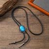 Men Bolo Tie Metal Eagle Bird Stone Cowboy Hat Western Necklace Costume Accessory