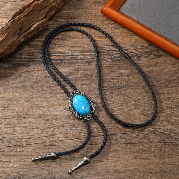 Men Bolo Tie Metal Eagle Bird Stone Cowboy Hat Western Necklace Costume Accessory