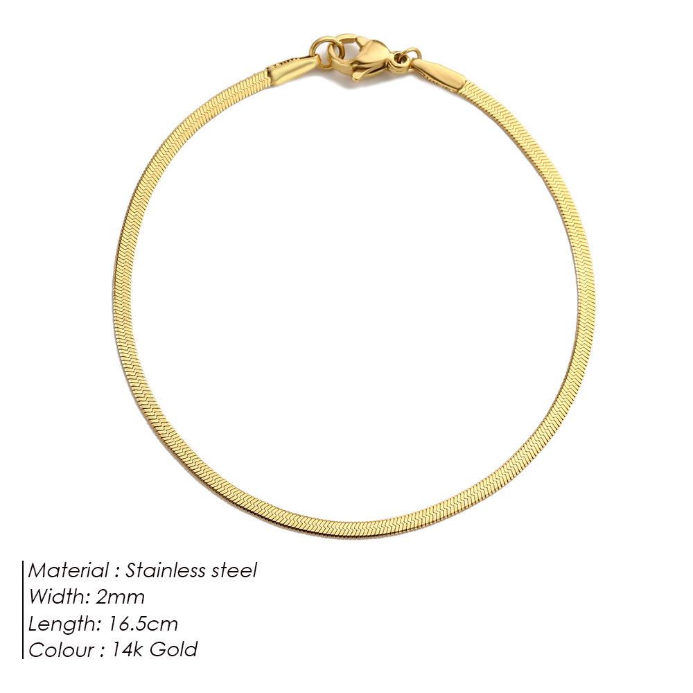 eManco Women's Stainless Steel Snake Chain Bracelet - Thin, Versatile, Flat Style, Perfect for Couples