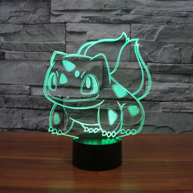 Bulbasaur 3d Touch Night Light 7colors Usb Rechargeable Home Decoration Office