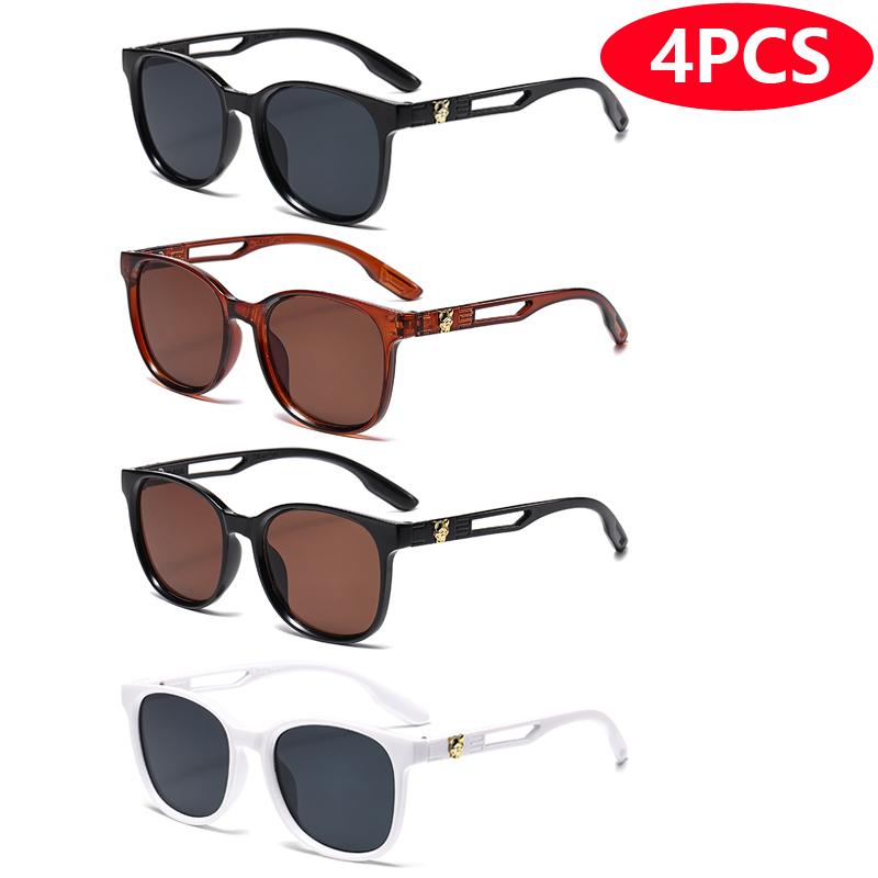 6pcs Cat Eye Oval Sunshade Sunglasses Women Sets Shades Luxury Minimalist Leopard Pattern Design Retro Eyeglasses UV400
