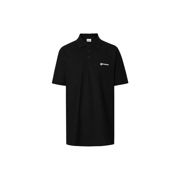 Burberry Polo Shirts Men's Black Polo Collar Moderate Straight Fit 80257521