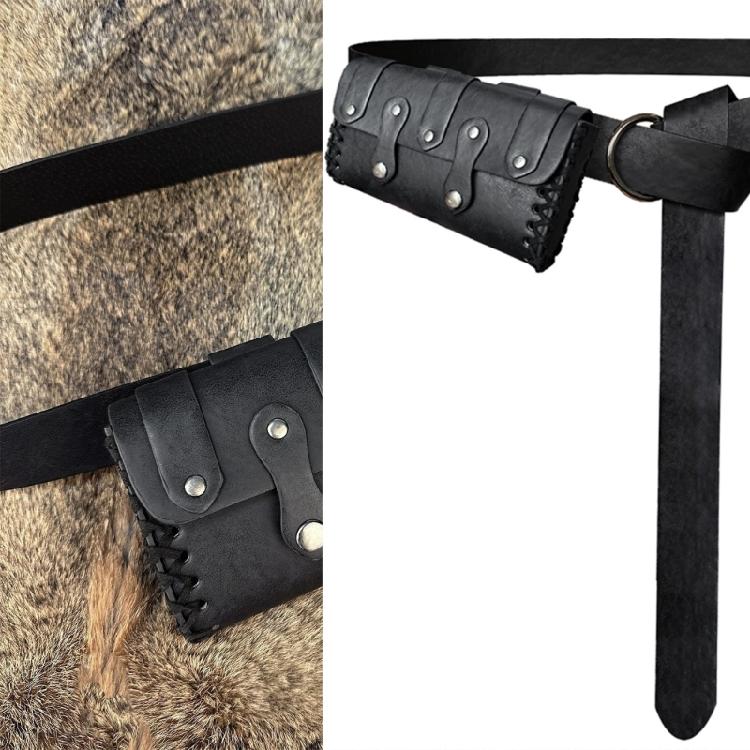 2Pcs/set Adjustable PU Leather Waist Belt Decorative Sash Girdle and Matching Waist Bag for Event