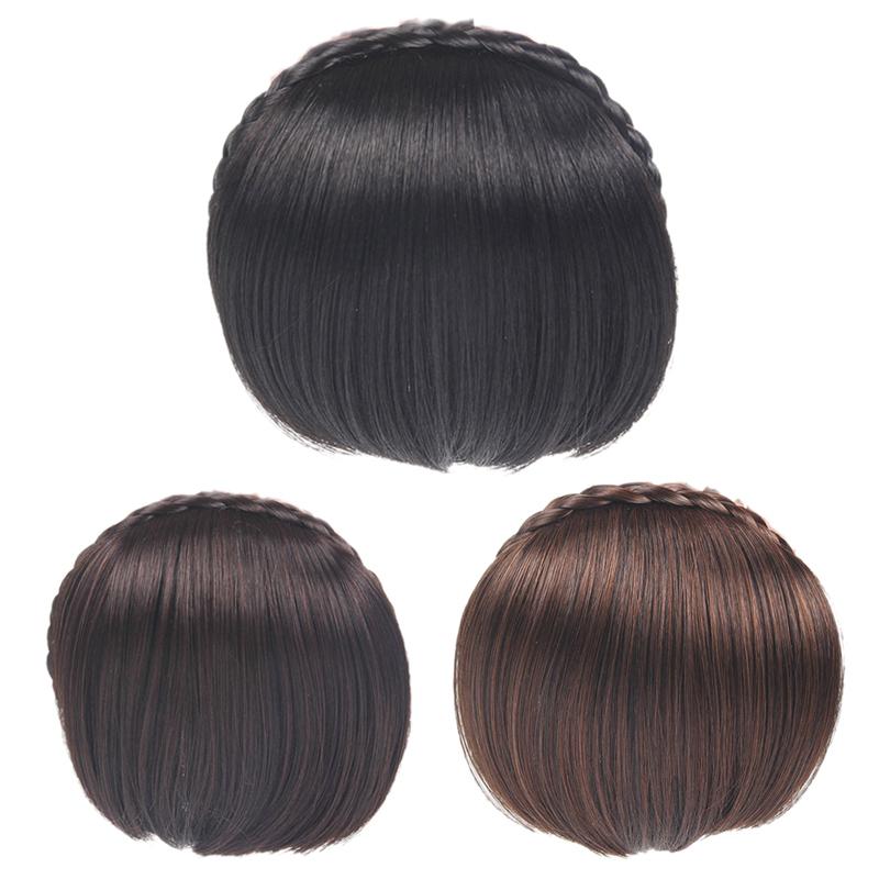 1/" Wide Fishtail Braided Natural Black Elastic Headband Wig Cosplay Accessory