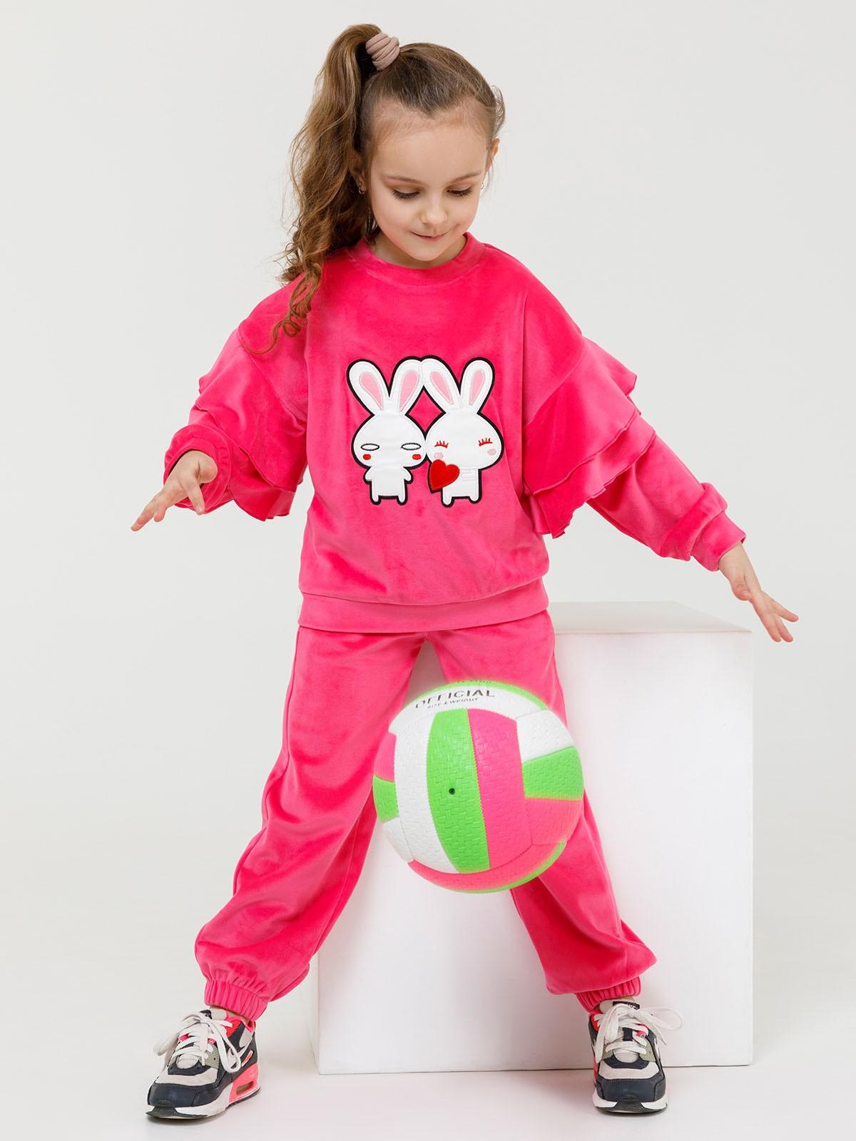 

Велюровий костюм з воланами та нашивкою ISSA Plus 116 зелений