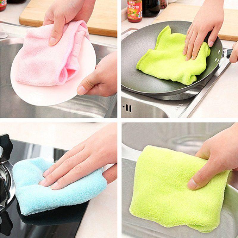 Velvet Coral Hand Towel Hanging Kitchen Towel Towel Absorbent Wipe Children Soft