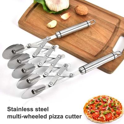 Paslanmaz Çelik Pizza Kesici 5 Tekerlekler Rulo Mutfak Hamur Bölücü Bakeware Aracı