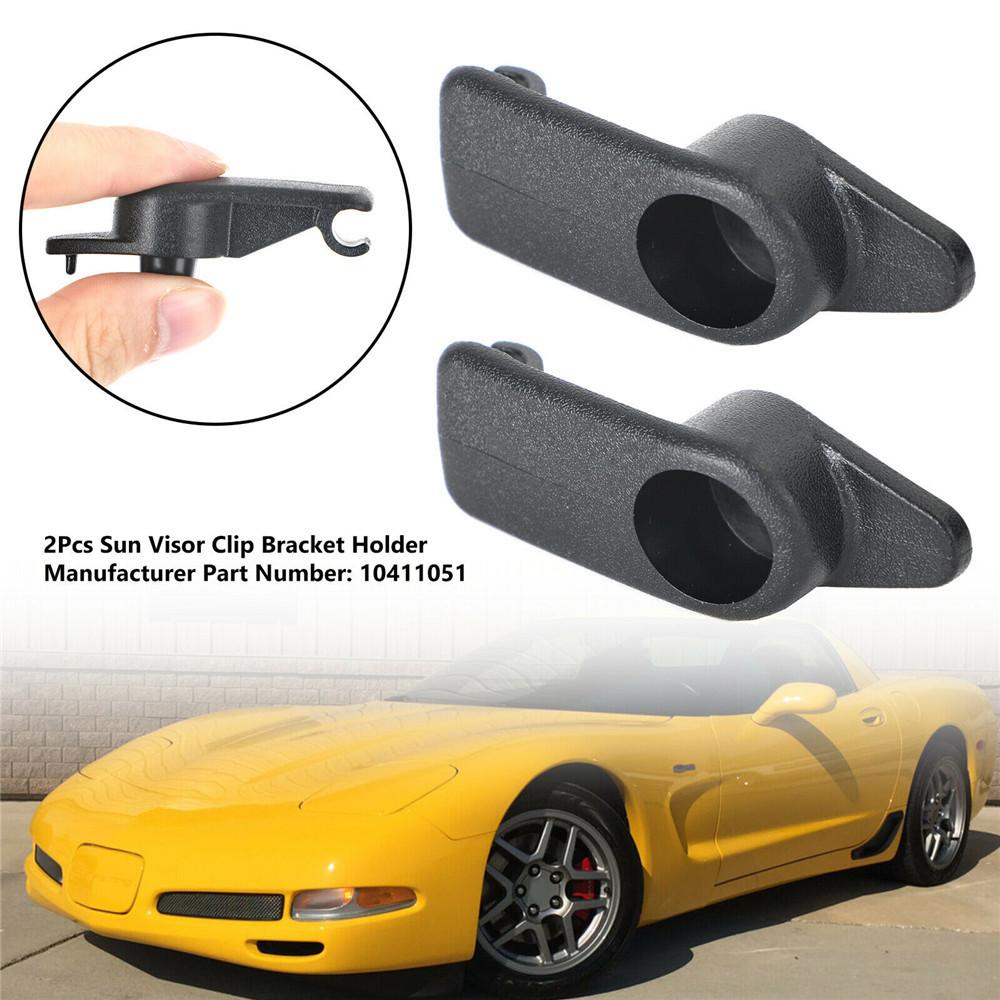 2x Schwarz Vorne Links & Rechts Sonnenblendenclip Für 97-04 Chevrolet Corvette 10411051