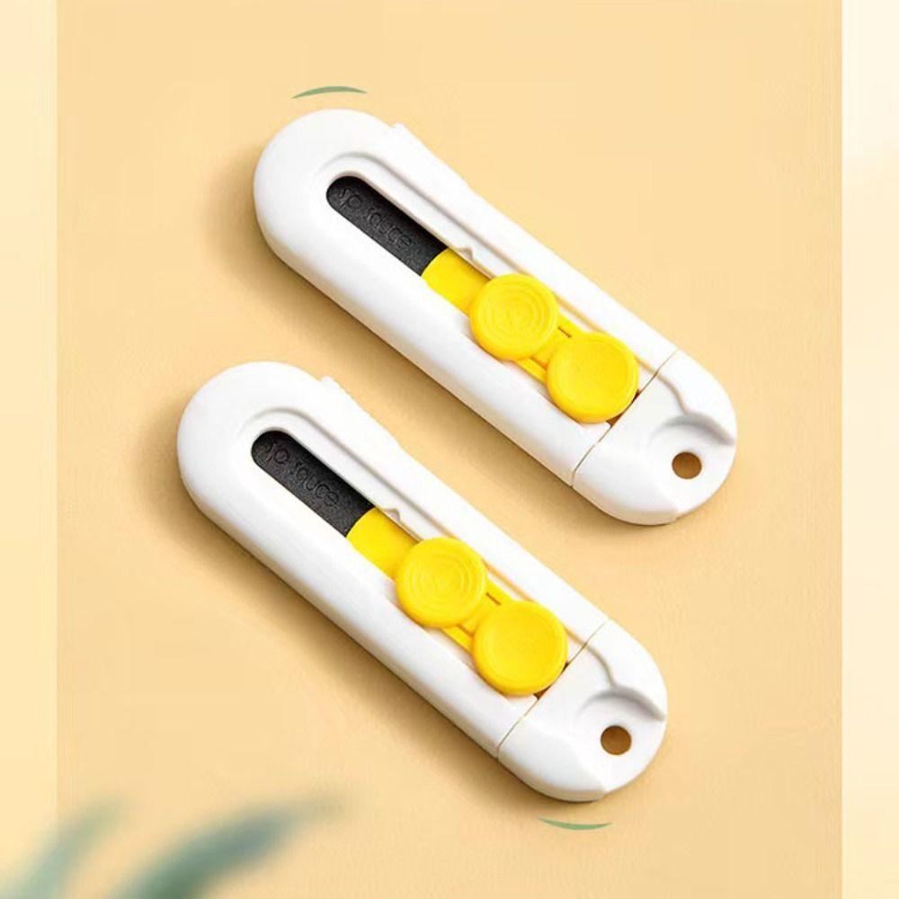 Portable Magnetic Mini Box Cutter Retractable Blade ABS Letter Opener Durable White Paper Cutter