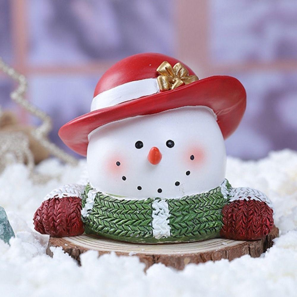 Resin Christmas Statues Cartoon Snowman Ornament Home Interior Snowman Figurines  Holiday
