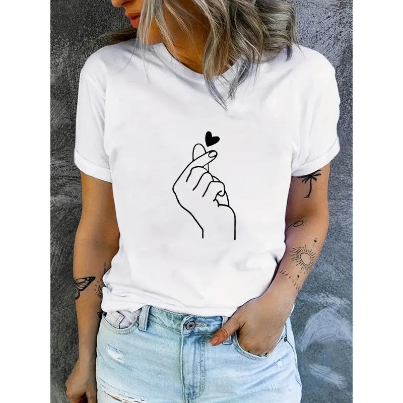 Crew Neck T-Shirt Casual Short Sleeve T-Shirt for Spring & Summer Women's Clothing