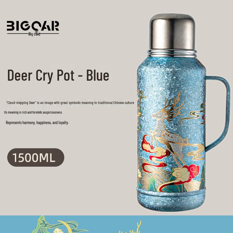 Titanium Magnetic Deer Call Stew Pot with Temperature Display, 1500ml - Unisex High-Quality Tea Pot. 1500ml