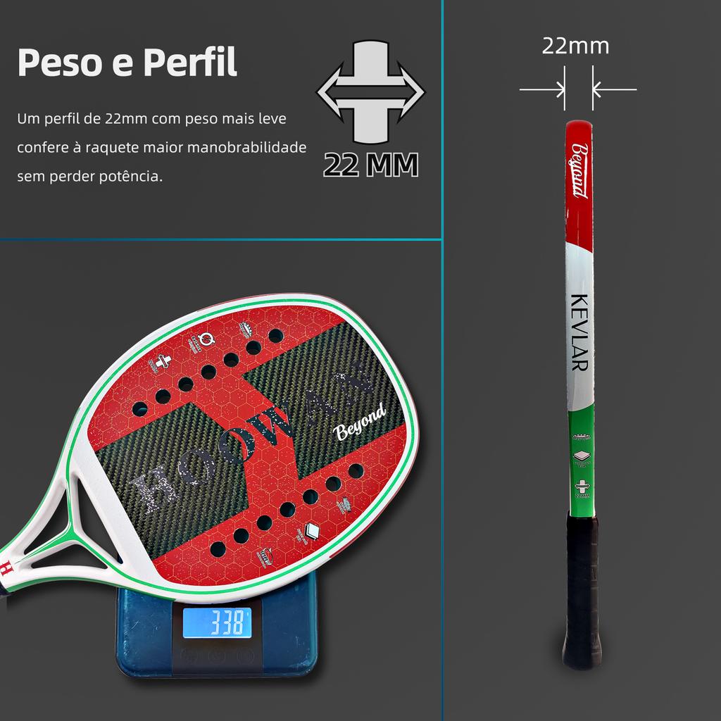 HOOWAN Beyond Kevlar, gelber Strand-Tennisschläger, Kevlar-Kohlefaser 3K, professionell, 22 mm, weicher EVA-Kern, raue Oberfläche, mit Hülle