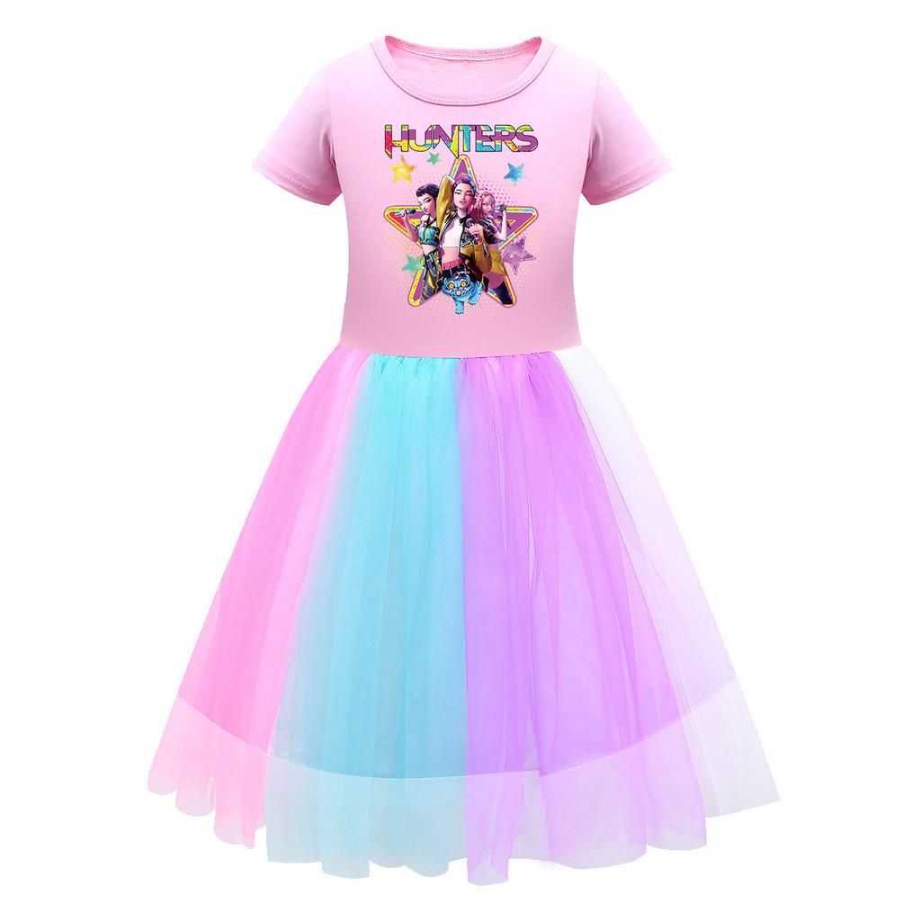 

Дитяча Сукня для Дівчинки Hunters Rumi Mira Zoey З Сценічним Принтом Сітчаста Райдужна З Круглим Вирізом Короткий Рукав Повсякденна Бавовняна 140cm