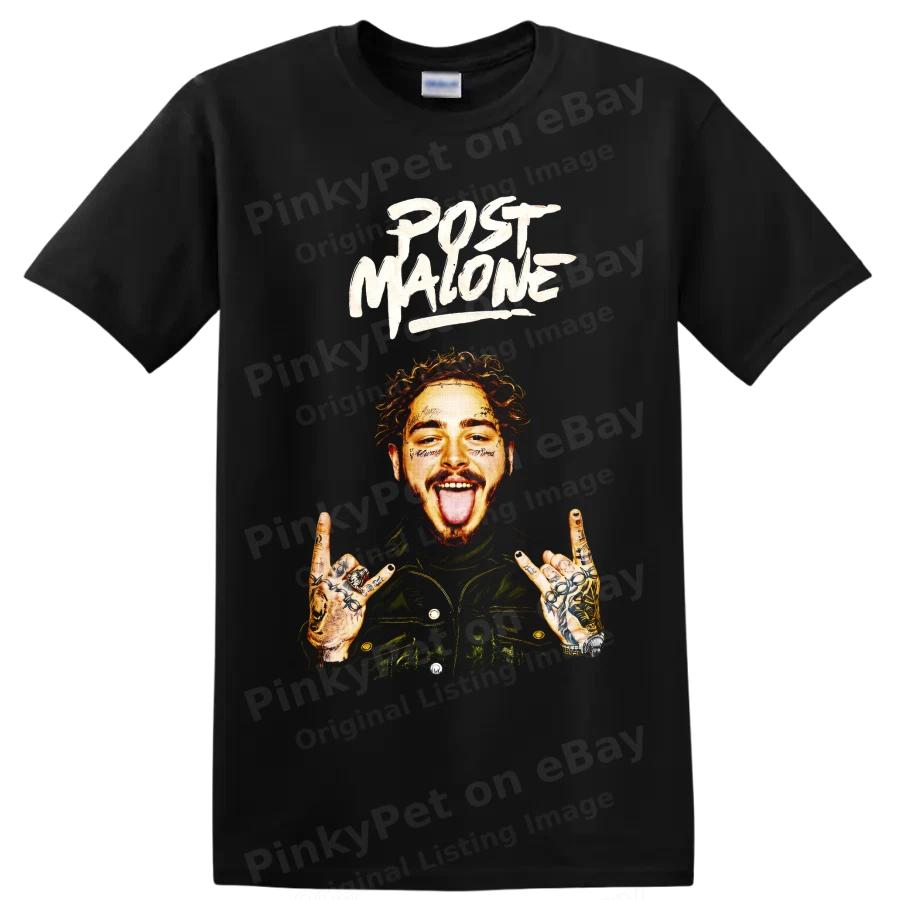 Post Malone Portrait T Shirt w/ Tattooed Hands Music Fan Graphic Tee Gift Art