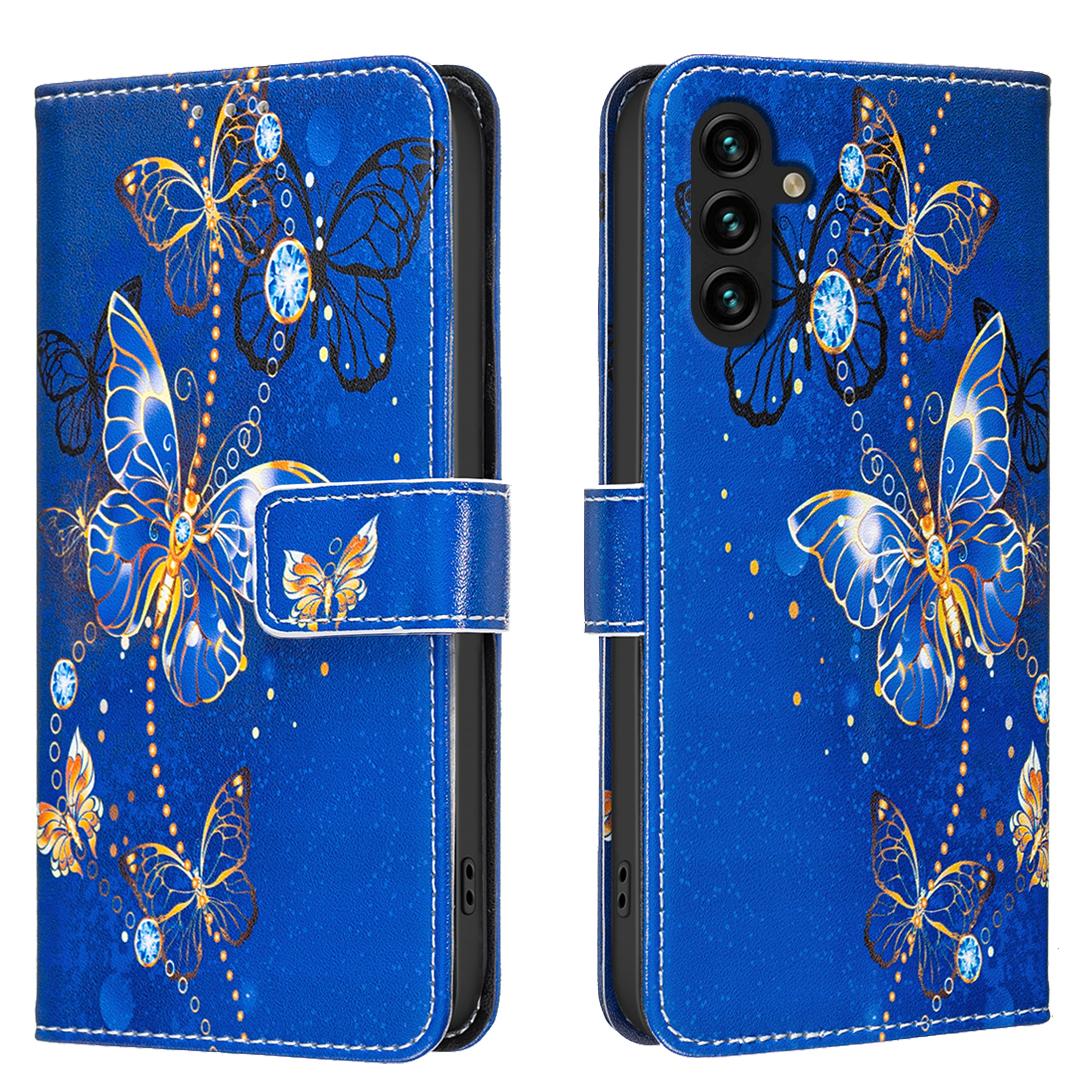 

Чехол-кошелек для Samsung Galaxy A55 5G с подставкой, с принтом, кожаный чехол для телефона Purple Butterflies