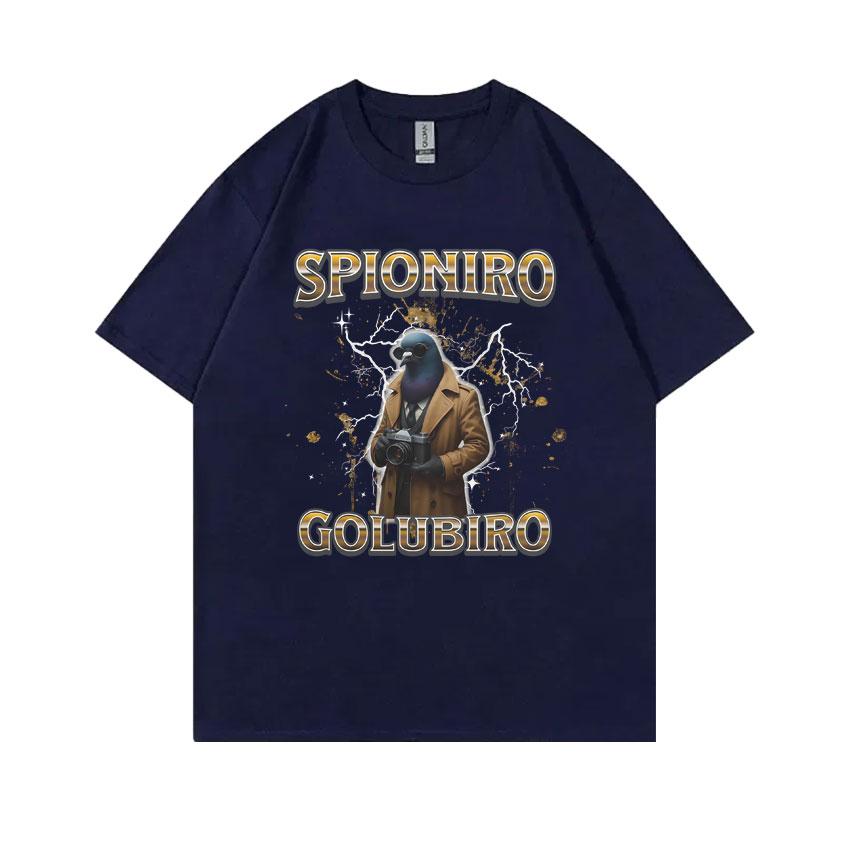 Italian Brainrot Spioniro Golubiro Tshirt Pigeon Funny Meme T-shirts Men Women Casual Cotton Short Sleeve Male Vintage T Shirt
