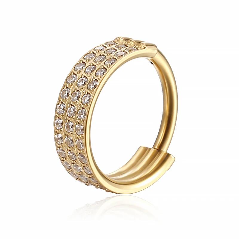 Stainless Stee Piercing Hinged Segment Hoops CZ Stone Nose Rings Ear Cartilage Tragus Helix Earrings Piercing Body Jewelry