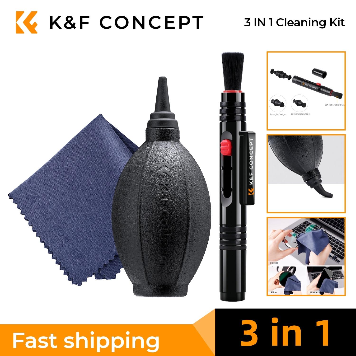

K&F CONCEPT Camera Lens Cleaning Kit with Camera Blower Glasses Wipes Cloth Cleaning Liquid Cleaning Pen for Camera Lens Glasses 3 in 1