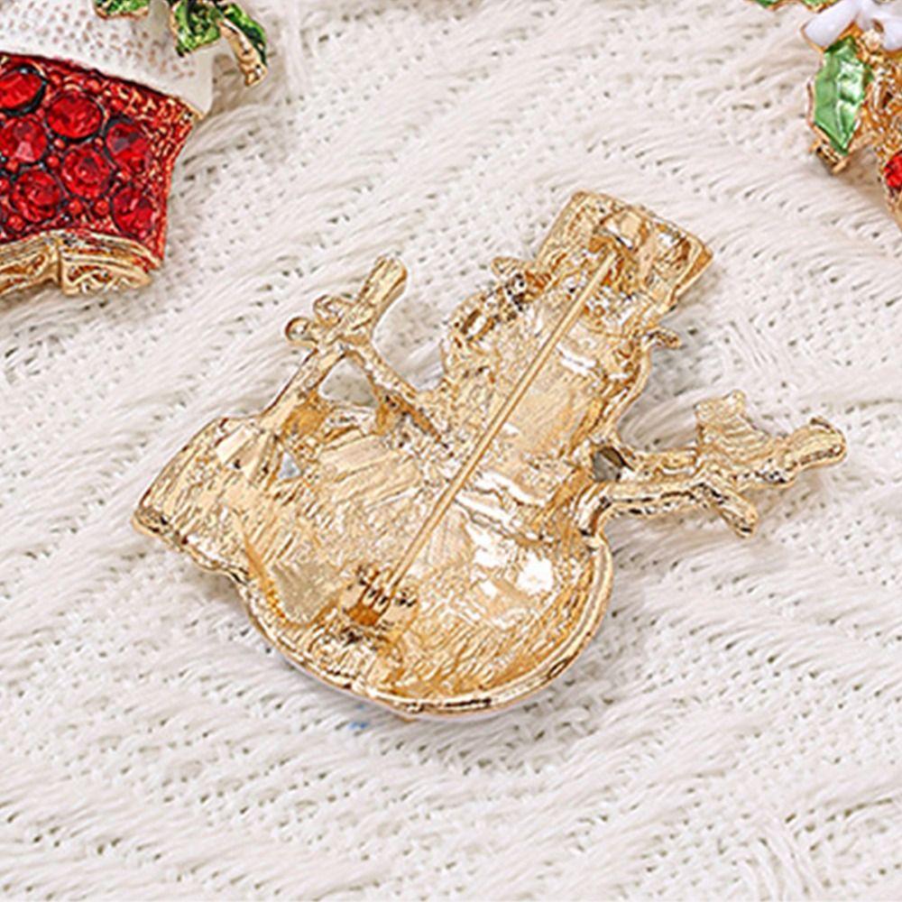 Korean Style Enamel Rhinestone Brooches Clothes Accessories Snowman Brooch Christmas Brooch  Daily