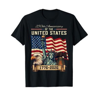250th Anniversary 1776 2026 New US American Flag Bald Eagle T Shirt For Unisex Patriotic Freedom Liberty Casual Short Sleeve Tops