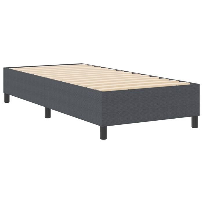 VidaXL Lit à ressorts Box Gris foncé 90x200 cm Tissu en velours côtelé 3337388