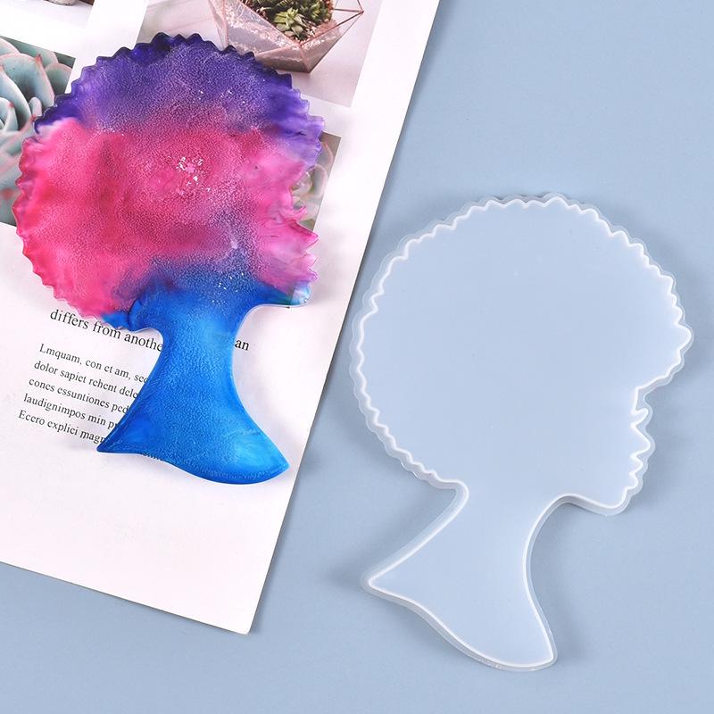 Poppy DIY Crystal Resin Black Woman Head Tabletop Ornament Mold