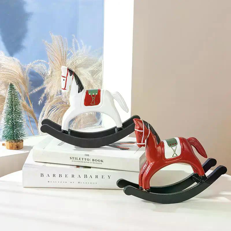 Wooden Rocking Horse Ornament Desk Decor Living Room Decor Balance Art Adornment Creative Gift Souvenir