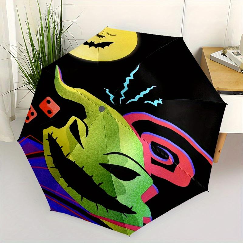 

Halloween,Witch Themed Automatic Opening and Closing Folding Umbrella, Reinforced 8 Ribs, Compact Travel Design, Fashionable Folding Umbrell