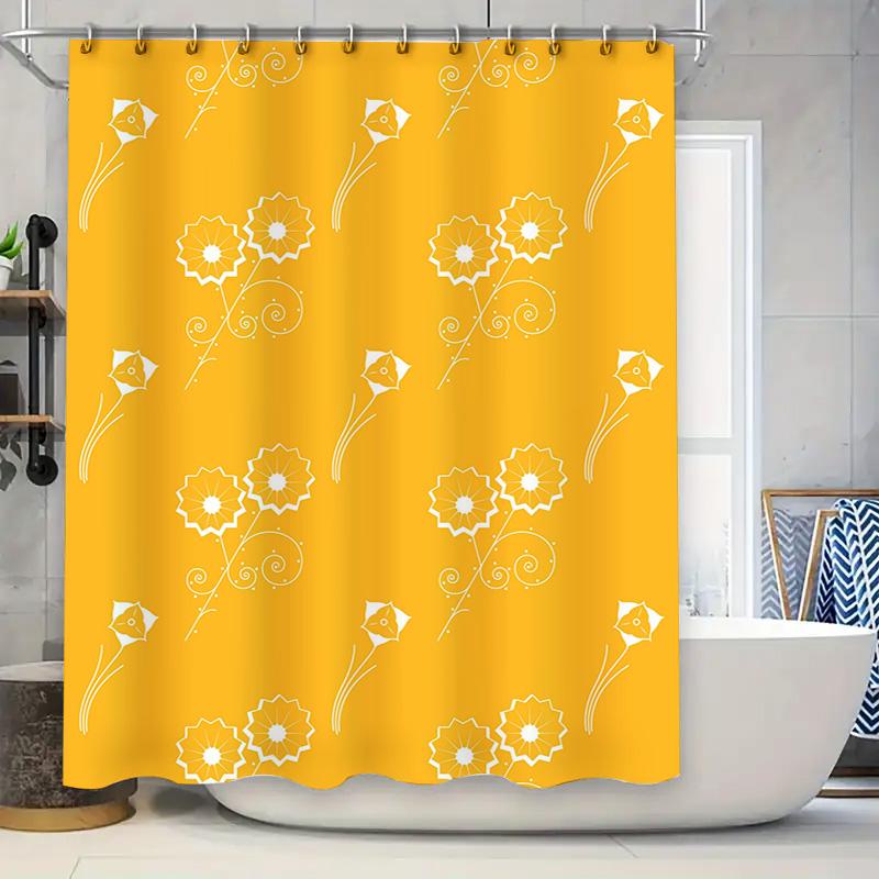 Modern Flower Pattern Bath Shower Curtain Waterproof Durable Decor for Bathroom Available in Various Sizes