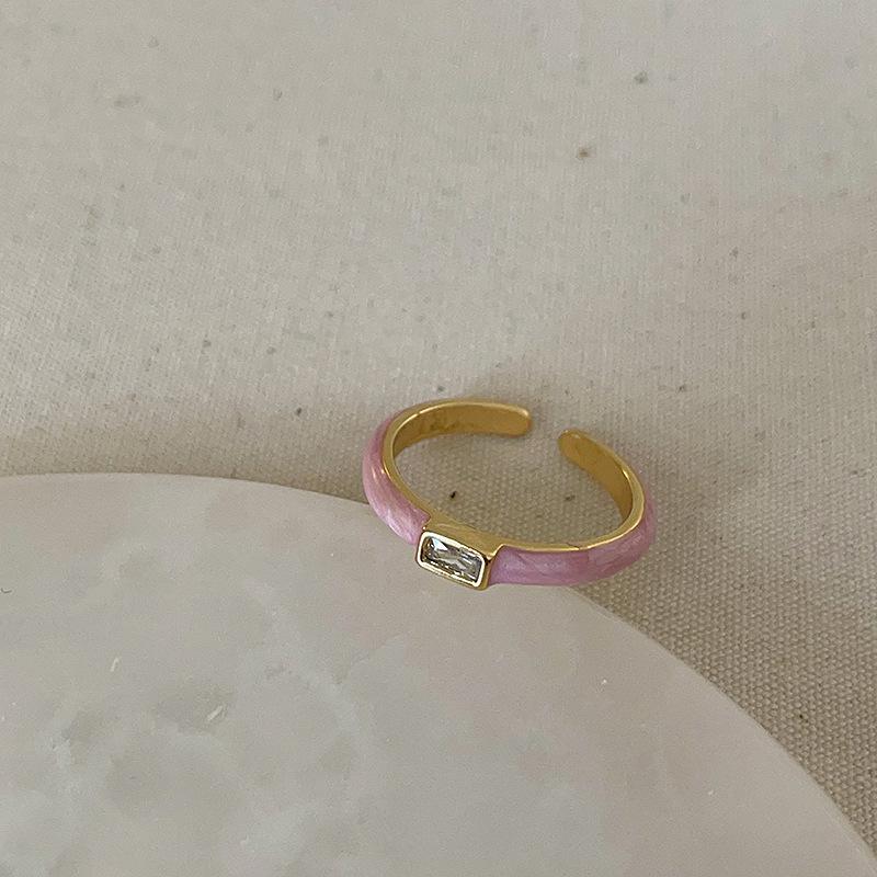 Sweet Butterfly Flower Purple Oil Drop Ring Female Niche Personality High Sense Simple Versatile Fashion Ring Ring