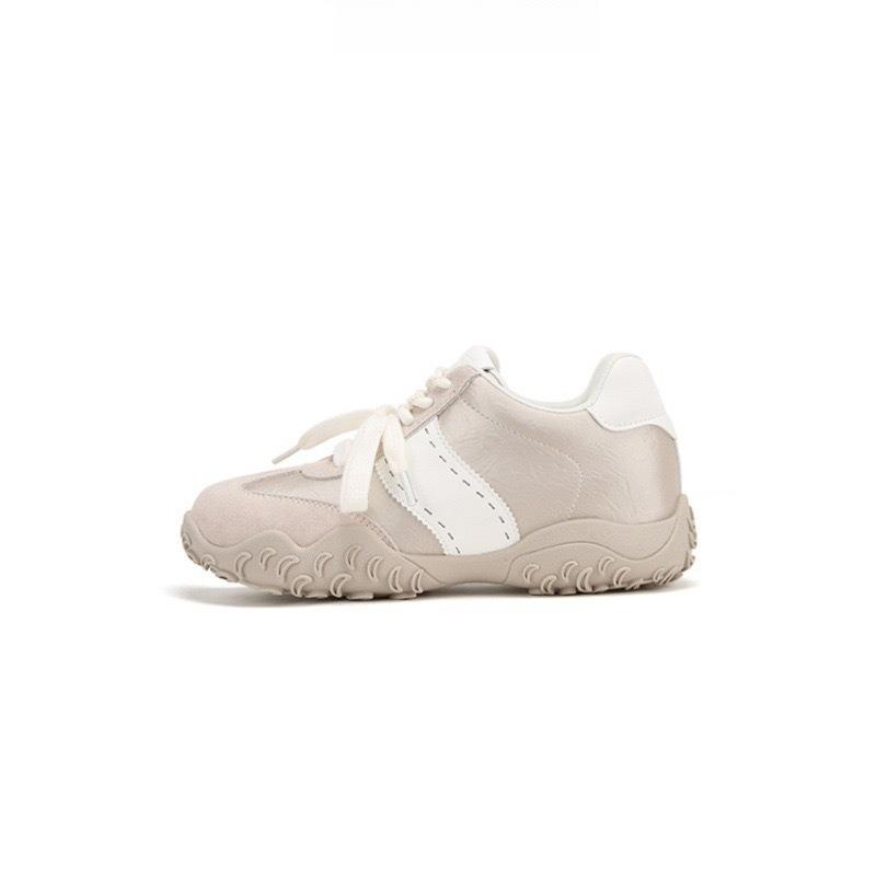 Sheepskin Version 7cm Inner Height Increase Crescent Pearl Lace Platform Casual Sports Shoes Women