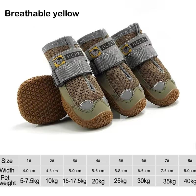 4-teiliges Hundeschuh-Set für große Hunde, atmungsaktiv, professionelle Outdoor-Hundeschuhe, rutschfest, langlebige Haustierschuhe zum Wandern, Gummisohle