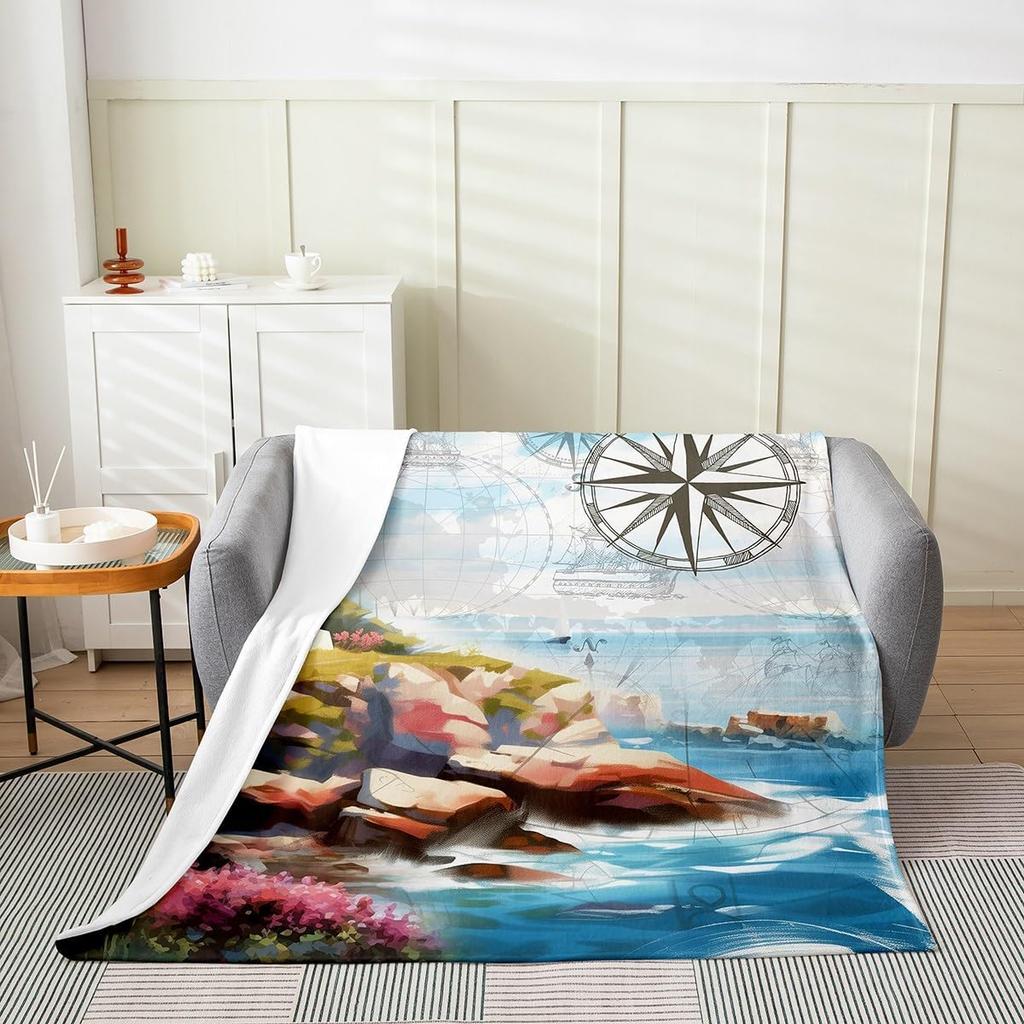 Japanese Style Soft Warm BlanketRainbow Butterfly Throw BlanketCherry Blossoms Fleece BlanketInk Painting Style Fuzzy Blanket