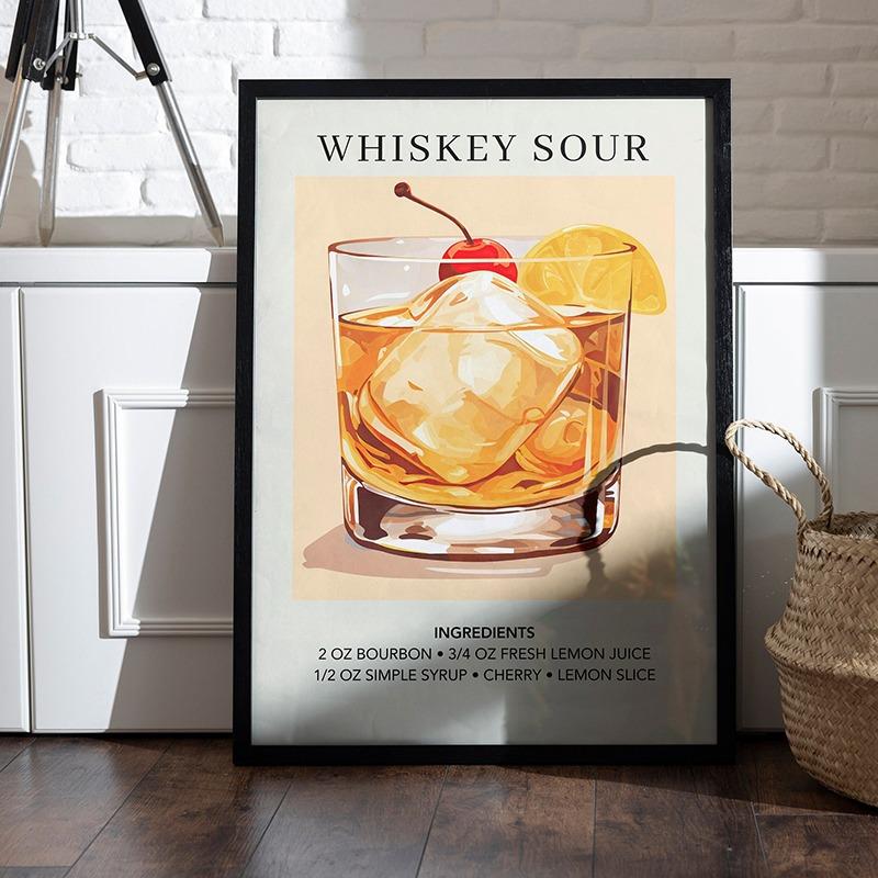 Cocktail Art Decor Poster Watercolor Retro Drink Print Minimalist Elegant Sophisticated Wall Art Picture for Home Decoration