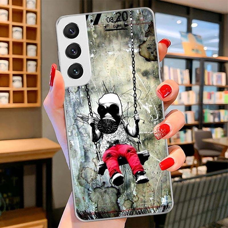 Street Art Banksy Graffiti Cover Phone Case For Samsung Galaxy S26 S25 Edge S24 Ultra S23 S22 Plus S21 S20 FE Soft Fundas Shell