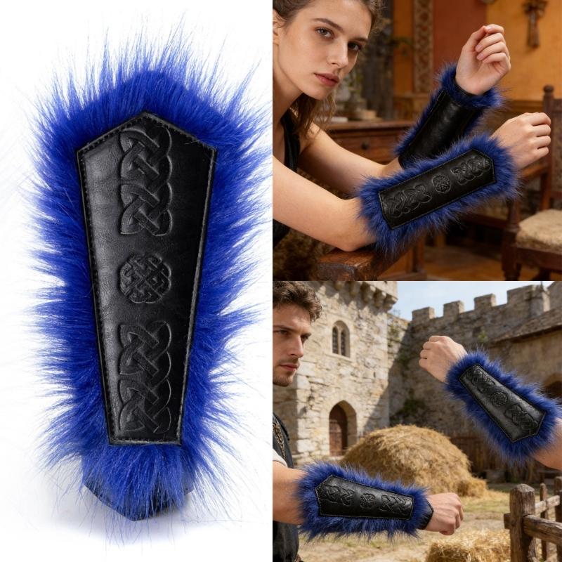 Mittelalterliche Stil Prägung Handschuhe PU Armschienen Für Damen Herren Cosplay Party LARP Und Historische Nachstellung